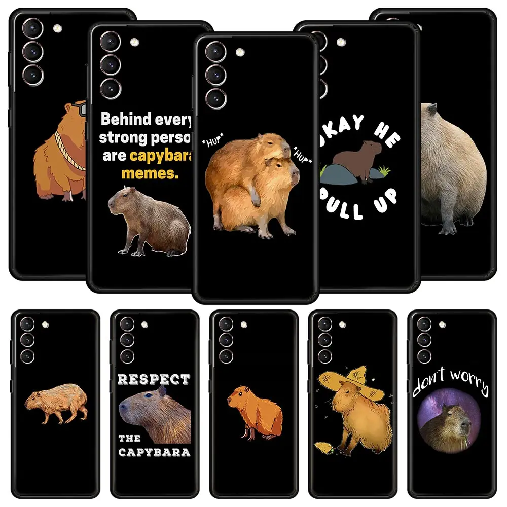 

Cute Cartoon Capybara Phone Case For Samsung Galaxy S23 Ultra S22 S21 S20 FE 5G S10 S10E S9 S8 Plus Note 20 Soft Cover Bumper