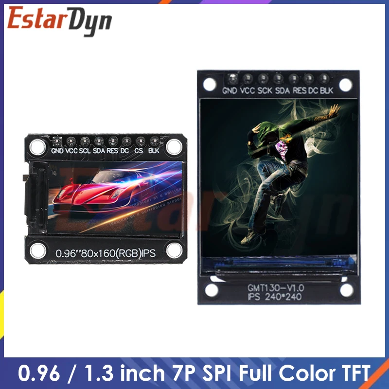 0.96 / 1.3 inch IPS 7P SPI HD 65K Full Color LCD Module ST7735 Drive IC 80*160 (Not OLED) For Arduino
0.96 / 1.3 inch IPS 7P SPI HD 65K Full Color LCD Module ST7735 Drive IC 80*160 (Not OLED) For Arduino