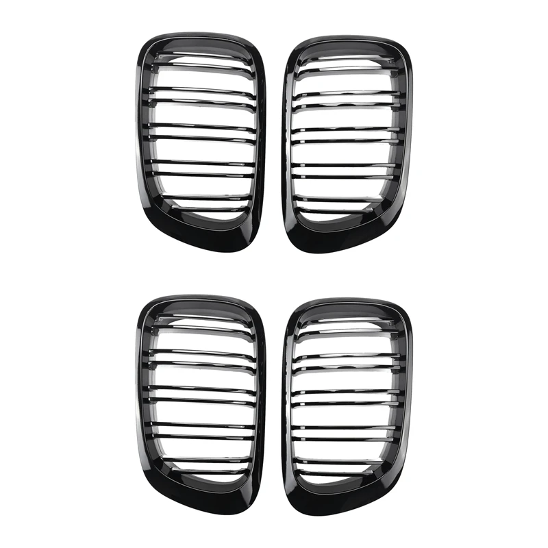 

2 Pair Glossy Black Double Rims Grille M Style Modified Baking Varnish Black Grille For BMW E46 2 Doors 98-02 Year