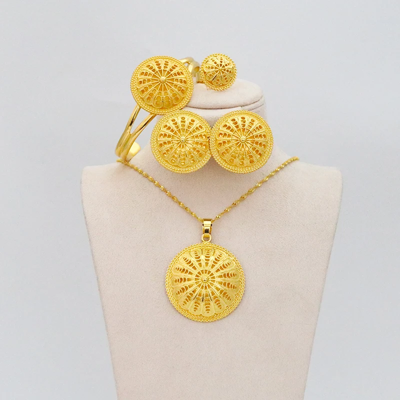 Ethiopian Pendant Ring Earring Bracelet, Dubai Women Gold Flower Jewelry African Wedding Gift
Ethiopian Pendant Ring Earring Bracelet, Dubai Women Gold Flower Jewelry African Wedding Gift