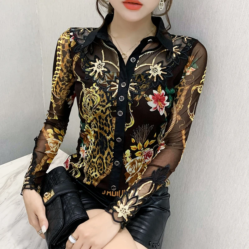 New 2023 Autumn Women's Long Sleeve Print Shirts Office Lady Embroidery Floral Blouses Women Button Up Mesh Tops
New 2023 Autumn Women's Long Sleeve Print Shirts Office Lady Embroidery Floral Blouses Women Button Up Mesh Tops