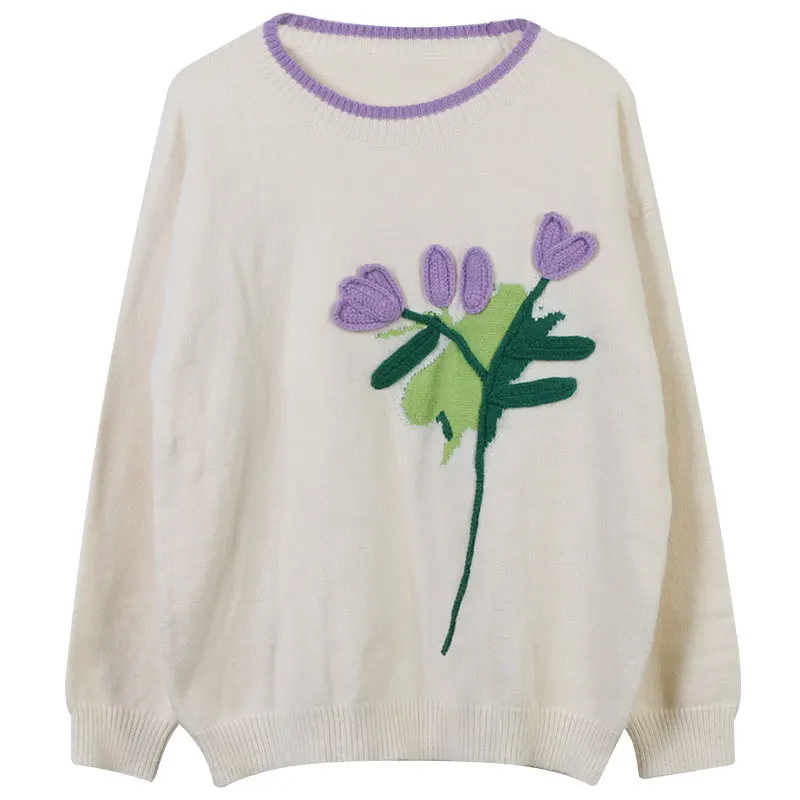 3D Tulip Three-Dimensional Flower Decoration Casual Fashion Women Loose O-Neck Long Sleeve Top Pink Blue Pullovers 2022 New
3D Tulip Three-Dimensional Flower Decoration Casual Fashion Women Loose O-Neck Long Sleeve Top Pink Blue Pullovers 2022 New