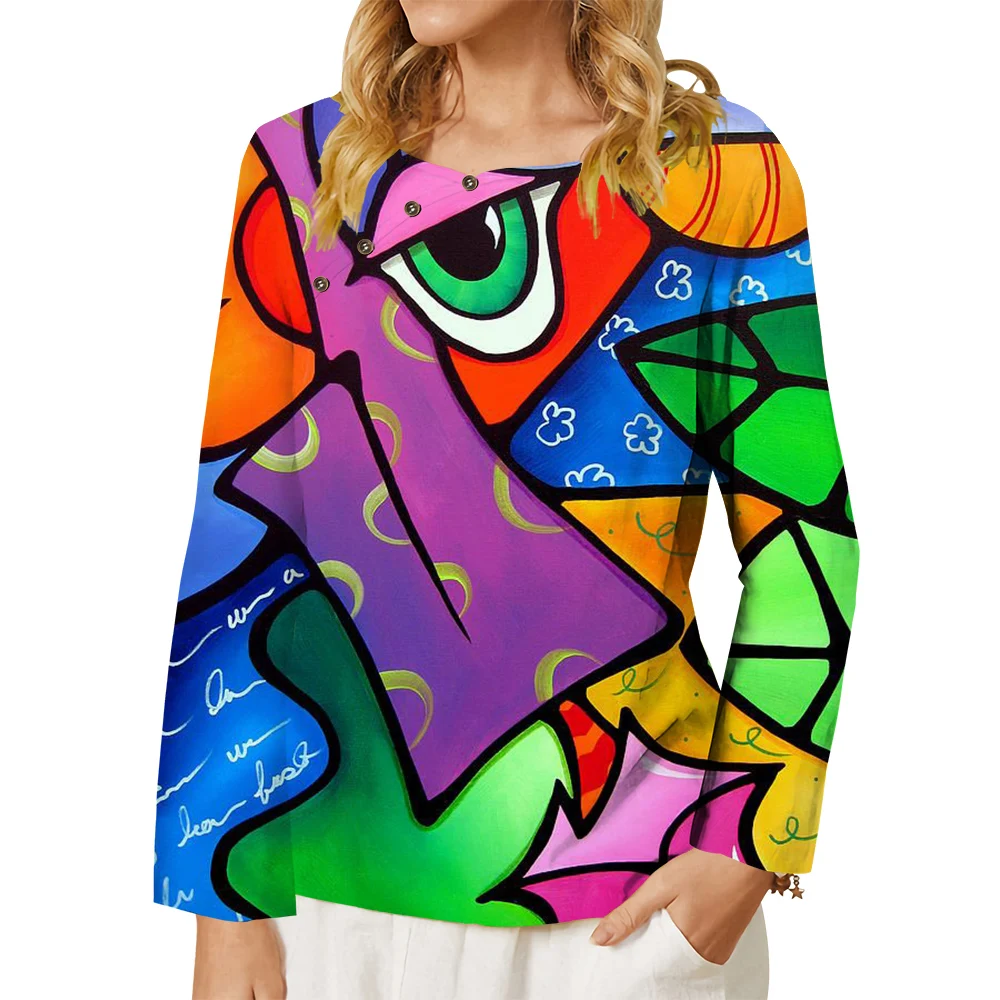 CLOOCL Women T-shirt Bohemia Face Abstract Graphics 3D Printed Tees Button Decorate Crew Neck Long Sleeve Shirt Aesthetic Tops
CLOOCL Women T-shirt Bohemia Face Abstract Graphics 3D Printed Tees Button Decorate Crew Neck Long Sleeve Shirt Aesthetic Tops