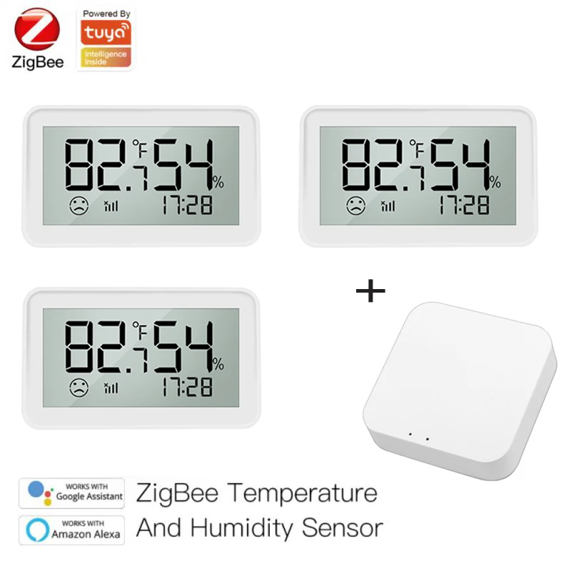 

Датчик температуры и влажности Tuya Smart Zigbee, комнатный гигрометр, термометр с ЖК-дисплеем, поддержка Alexa Google Assistant