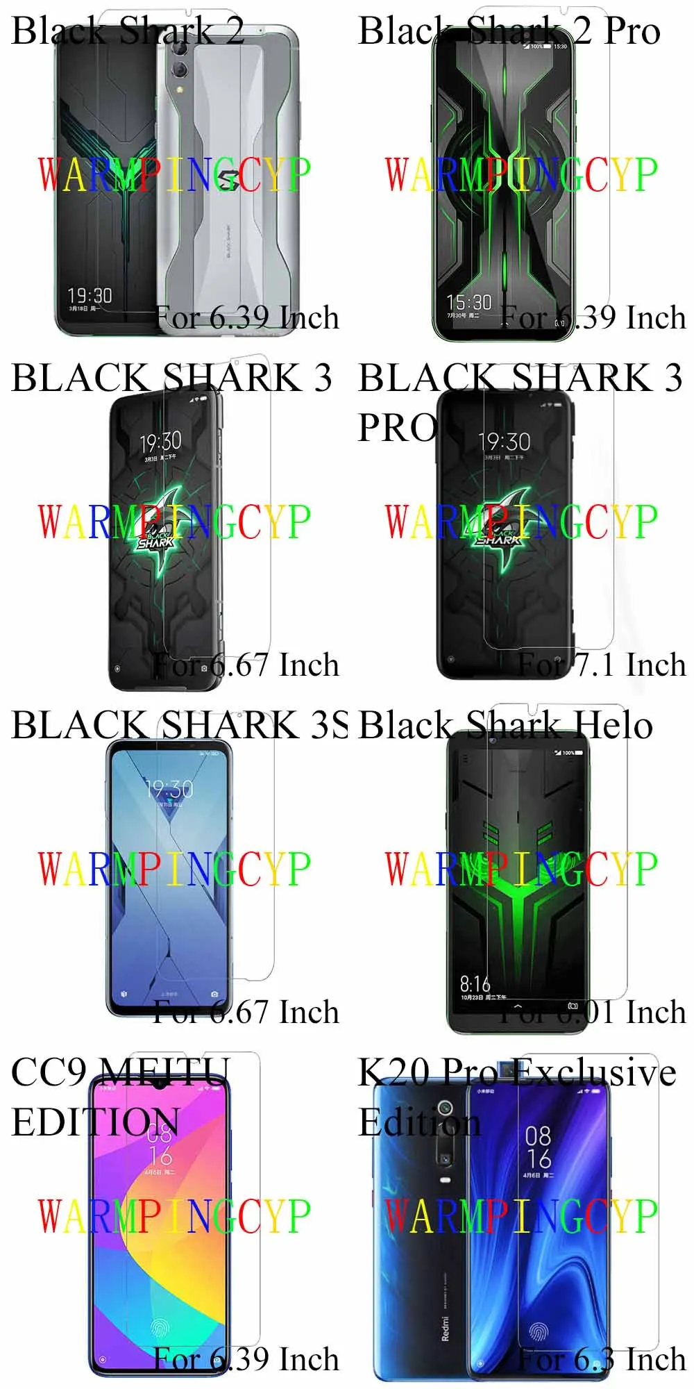 Защитная пленка для переднего экрана XIAOMI Black Shark 1 Pro 3S Helo CC9 MEITU EDITION K20 Exclusive SKR A0 MBU |