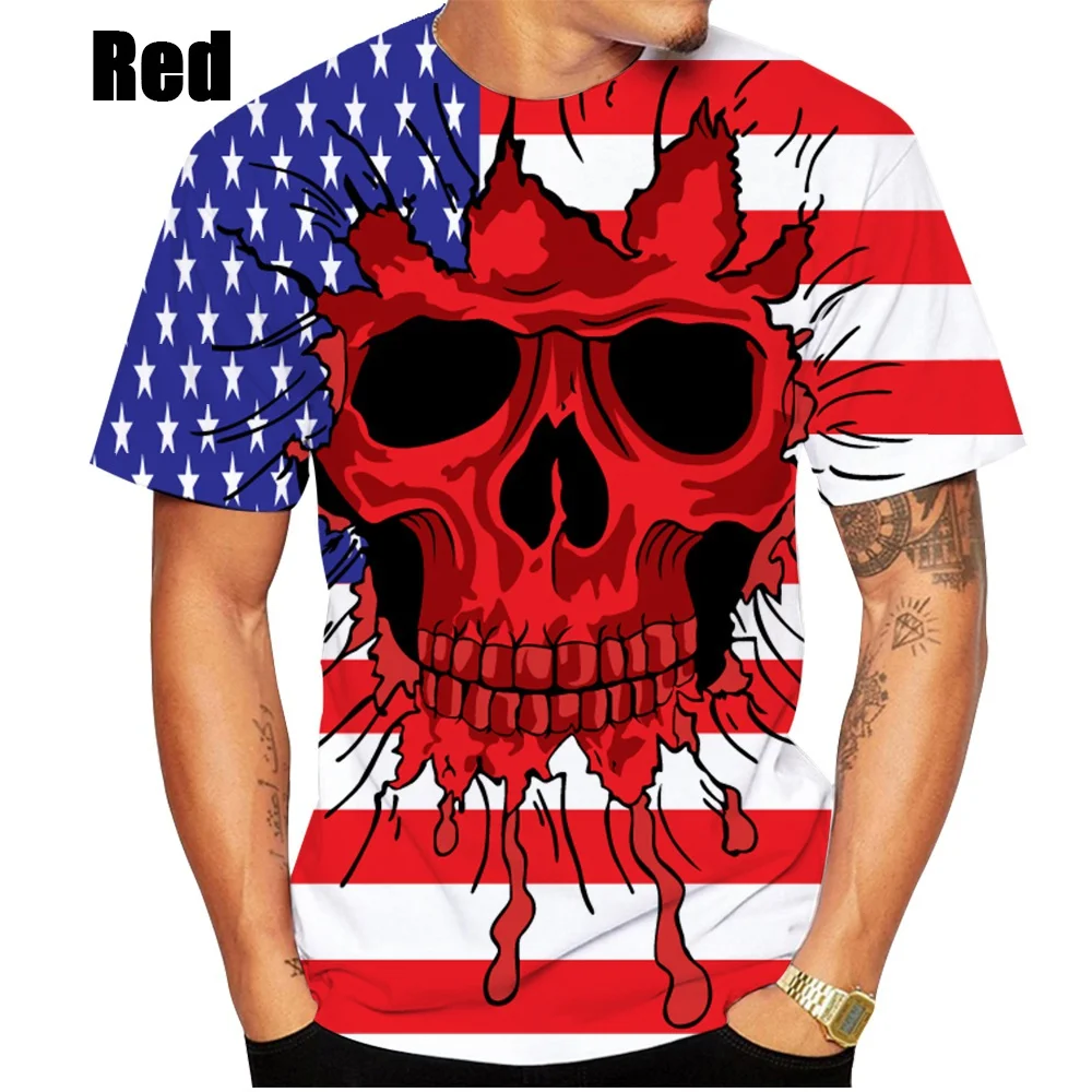 Лидер продаж, Мужская/Женская модная футболка с 3d-черепом и американским флагом
Лидер продаж, Мужская/Женская модная футболка с 3d-черепом и американским флагом