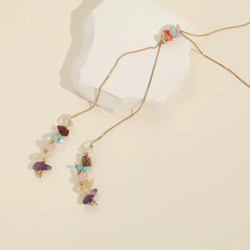 2022 New Fashion Women Geometric Colorful Irregular Nature Stone Beads Splicing Pendant Adjustable Pull-able Chain Necklace
2022 New Fashion Women Geometric Colorful Irregular Nature Stone Beads Splicing Pendant Adjustable Pull-able Chain Necklace