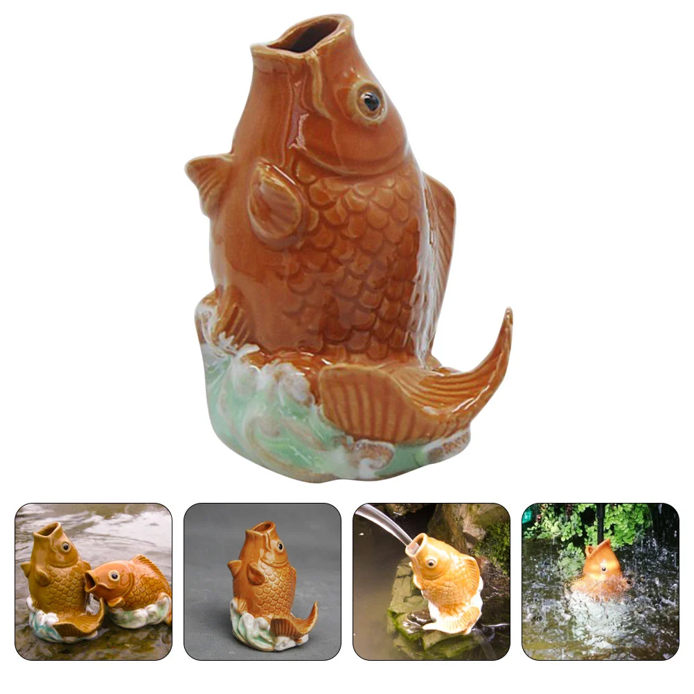 Carp Shaped Garden Water Spray Sprinkler Ceramic Carp Statue Pond Fountain Nozzle
Carp Shaped Garden Water Spray Sprinkler Ceramic Carp Statue Pond Fountain Nozzle