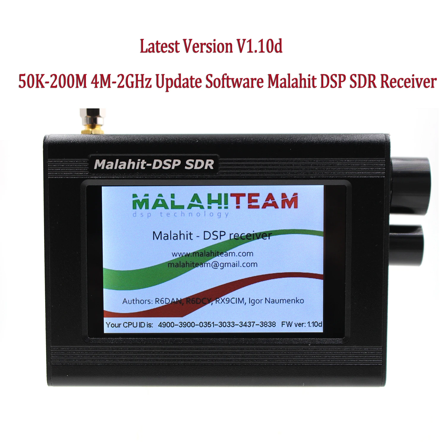 

V1.10D 50K-2Ghz Malachite SDR Radio Update Software Malahit DSP SDR Receiver/3.5"LCD/Battery /Speaker/Metal Case with All Mode R