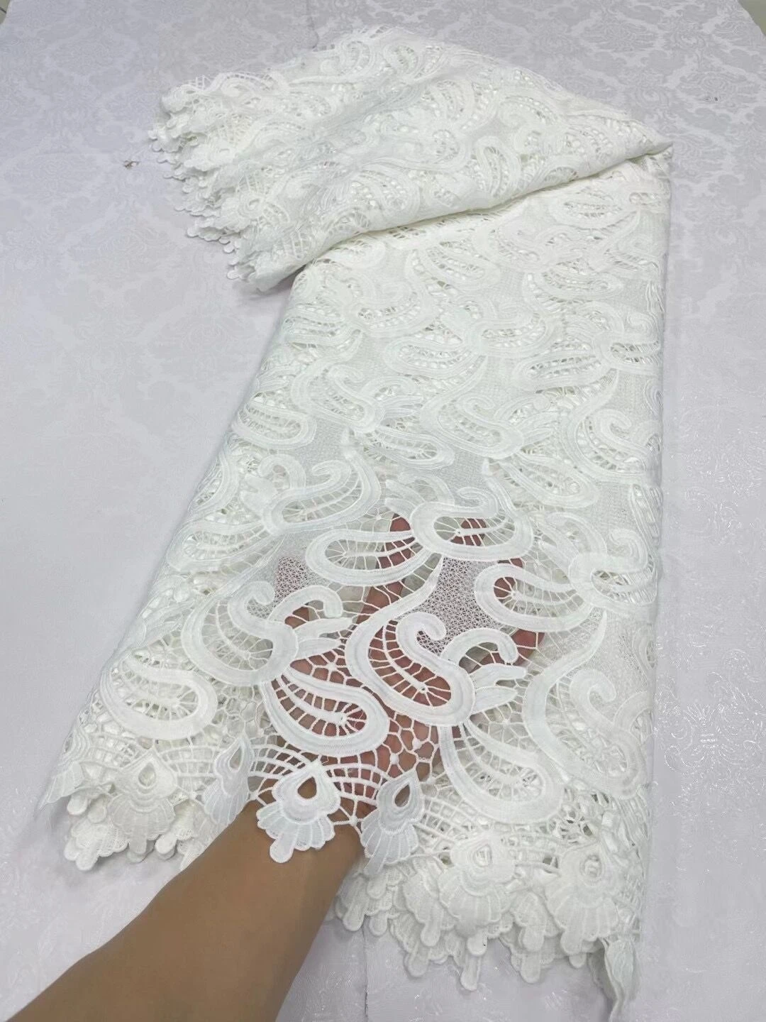 2024 высококачественная искусственная ткань, вышивка, блестки для платья, Французская ткань из гипюра для шитья, 5 ярдов
