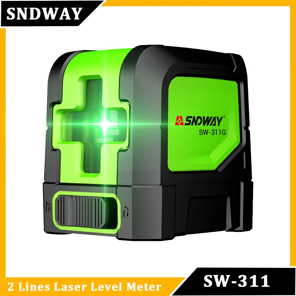 Лазерный уровень SNDWAY с 2 линиями, самонивелирующийся мини-модуль с горизонтальными и вертикальными зелеными и красными лучами, линейный инструмент
