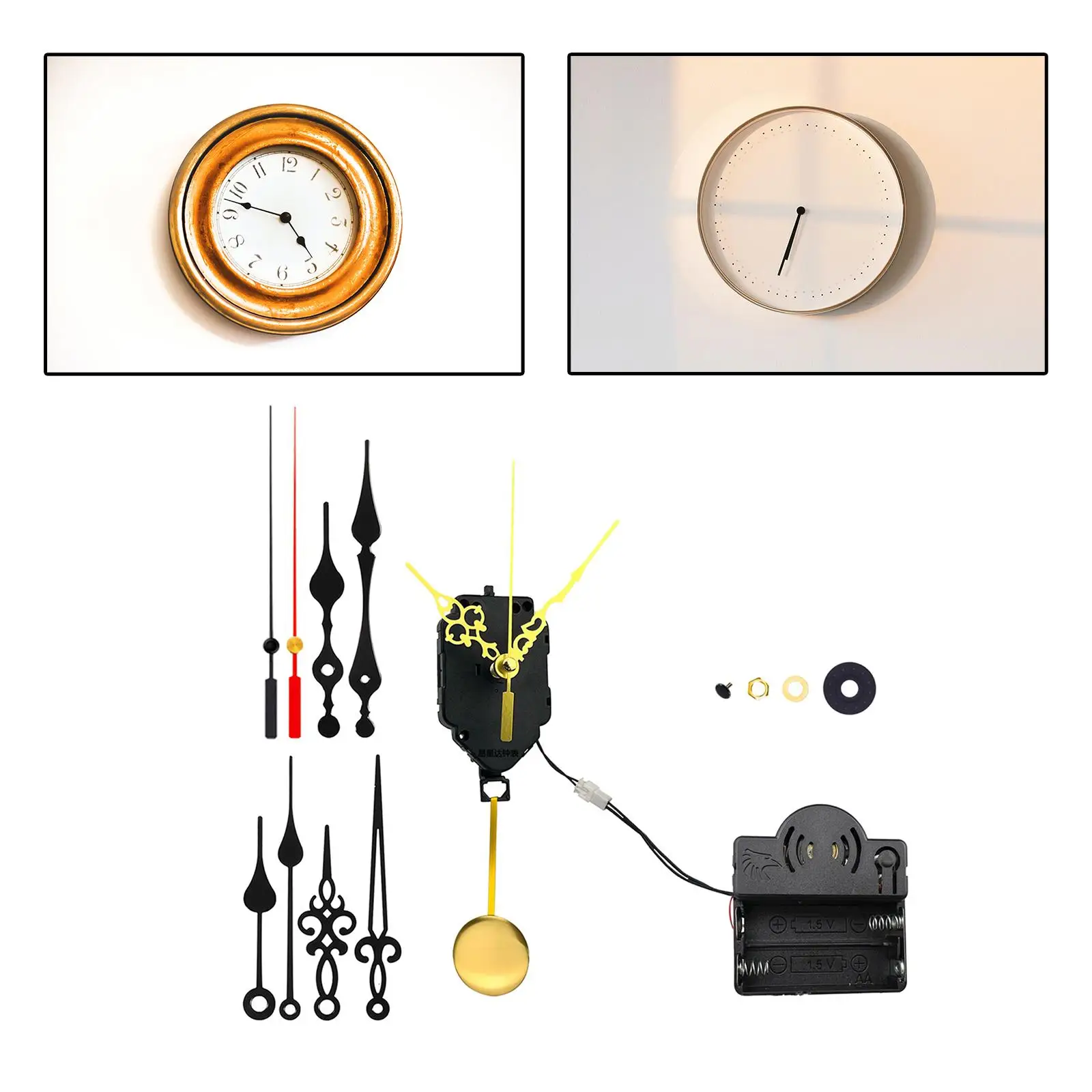 

Professional Quartz Clock Movement Mechanism 6/25 in Max Dial Thickness Pendulum Trigger High Torque DIY Wall Clock Replace Part