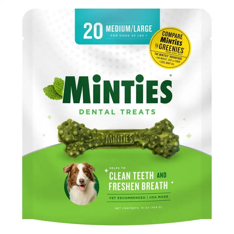 

Dental Bone Treats, Dental Chews for Medium/Large Dogs Over 40 lbs, 20 count
