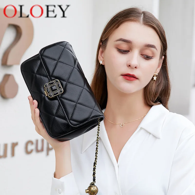 

Роскошная брендовая сумка-мессенджер OLOEY из первого слоя воловьей кожи, новинка 2022, сумка на одно плечо в стиле ретро, женская сумка с неболь...