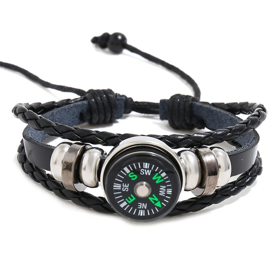Fashion Stainless Steel Beaded Man Leather Bracelet Multilayer Woven Outdoor Compass Adjustable Size Punk Bracelet Jewelry
Fashion Stainless Steel Beaded Man Leather Bracelet Multilayer Woven Outdoor Compass Adjustable Size Punk Bracelet Jewelry