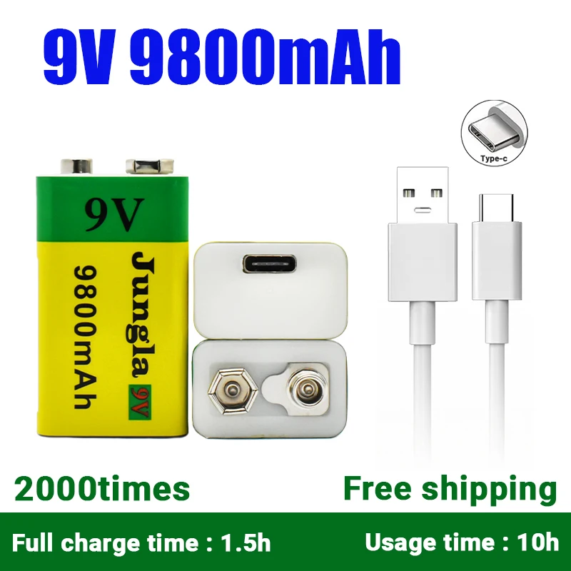 9V 9800mAh li-ion Rechargeable battery Micro USB Batteries 9 v lithium for Multimeter Microphone Toy Remote Control KTV use
9V 9800mAh li-ion Rechargeable battery Micro USB Batteries 9 v lithium for Multimeter Microphone Toy Remote Control KTV use