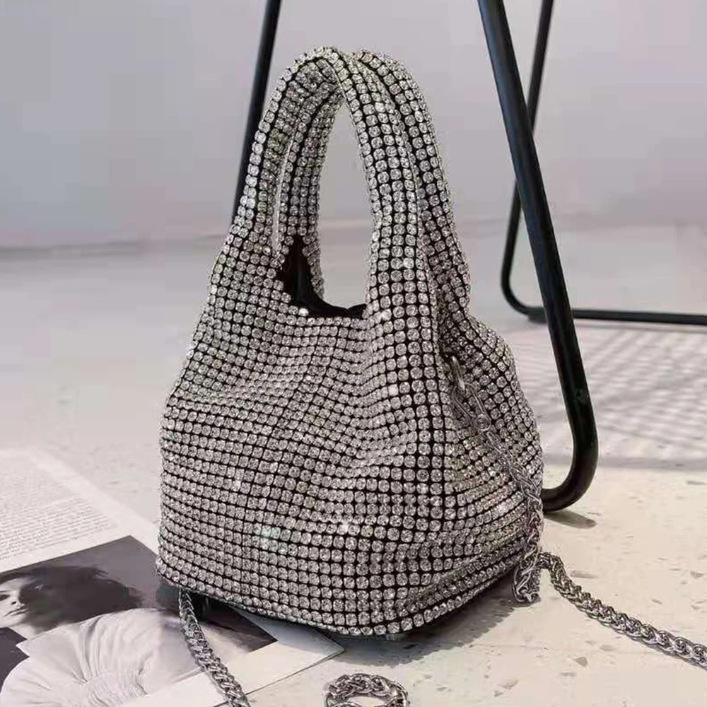Luxury Brands Diamonds Bucket Bag Women Handbags Bling Rhinestone Shoulder Crossbody Bag Designer Party Wedding Evening Bags New
Luxury Brands Diamonds Bucket Bag Women Handbags Bling Rhinestone Shoulder Crossbody Bag Designer Party Wedding Evening Bags New