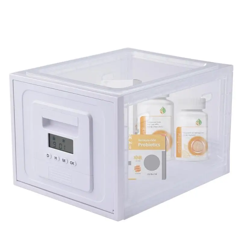 

Прозрачная коробка с замком для личных предметов, коробка с замком для сотового телефона, для безопасного хранения лекарств, большая емкость для хранения еды