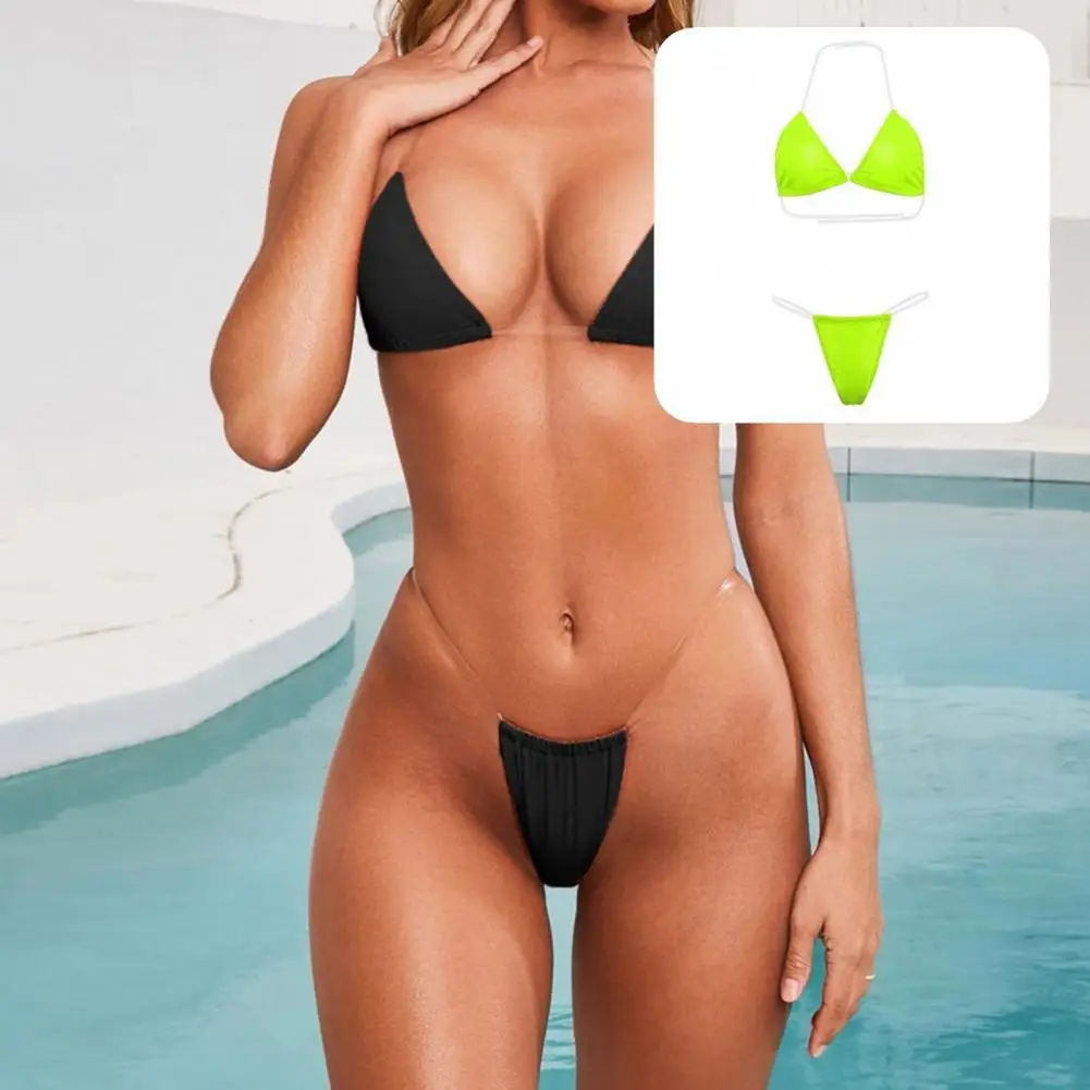 Eye-attractive Bikini Set Transparent Strap No Pads Skin-touch Halter High Waist Lady Bathing Suit
Eye-attractive Bikini Set Transparent Strap No Pads Skin-touch Halter High Waist Lady Bathing Suit