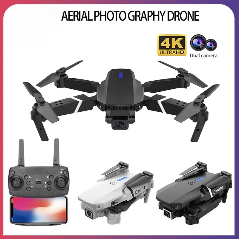 

E88 Drone 4K HD WIFI FPV Helicopter 1080P Camera Height Holding RC Foldable Quadcopter Dron Obstacle Avoidance Kid Toy