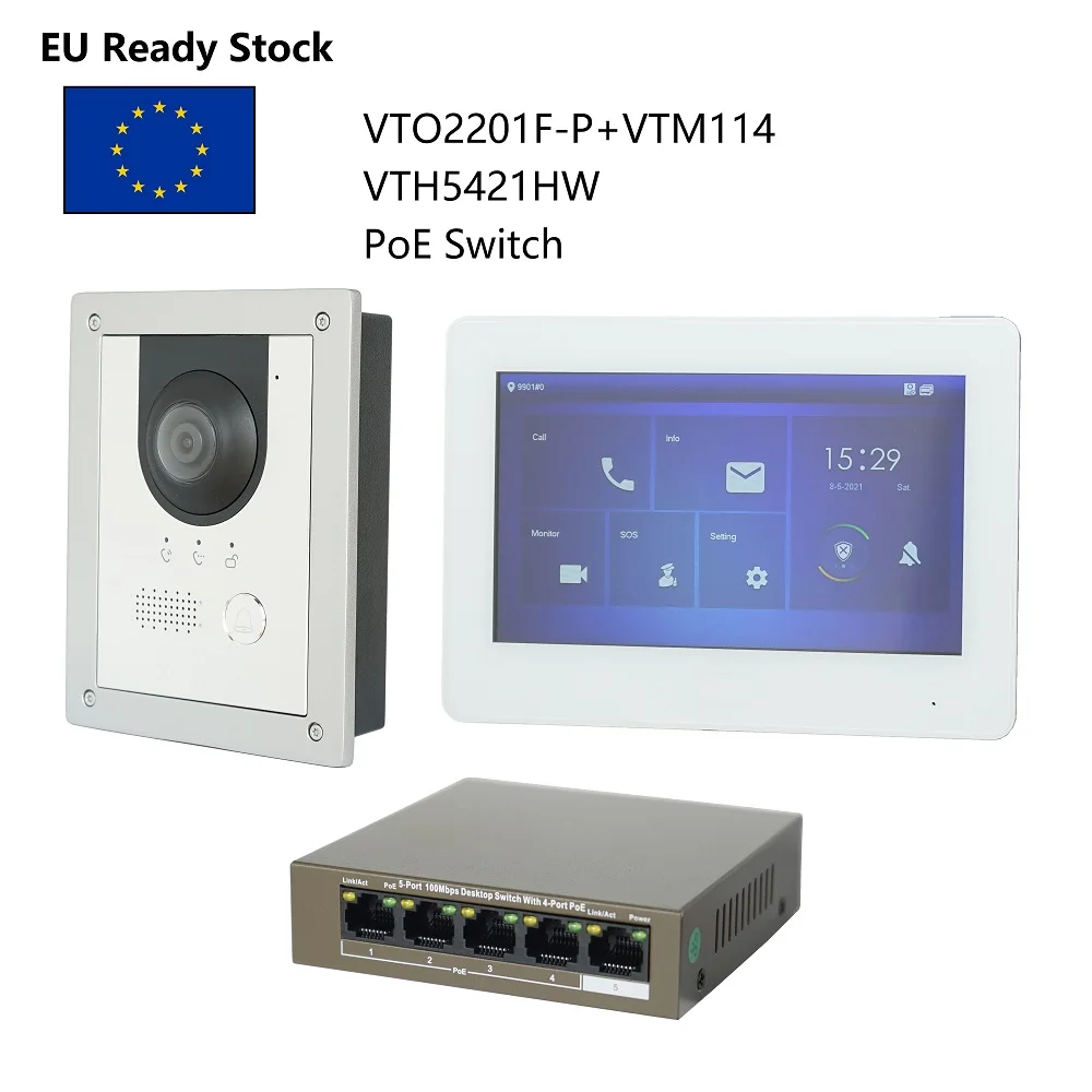 DH Multi-Language IP Video Intercom KIT,VTO2201F-P & VTH5421HW /VTH5421HB & PoE switch,support SIP, replace VTO2202F-P-S2
DH Multi-Language IP Video Intercom KIT,VTO2201F-P & VTH5421HW /VTH5421HB & PoE switch,support SIP, replace VTO2202F-P-S2
