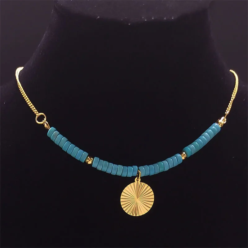 Boho Simple Blue Stone Beaded Necklace Women Gold Color Stainless Steel Natural Stone Clavicle Chain Necklaces Jewelry NXH443S04
Boho Simple Blue Stone Beaded Necklace Women Gold Color Stainless Steel Natural Stone Clavicle Chain Necklaces Jewelry NXH443S04