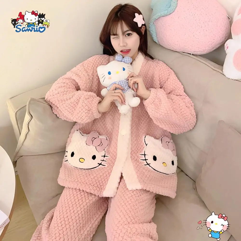 Kawaii Sanrios Hello Kitty Plush Sleepwear New Autumn Winter Comfortable Soft Coral Velvet Pajamas Cartoon Household Clothes
Kawaii Sanrios Hello Kitty Plush Sleepwear New Autumn Winter Comfortable Soft Coral Velvet Pajamas Cartoon Household Clothes