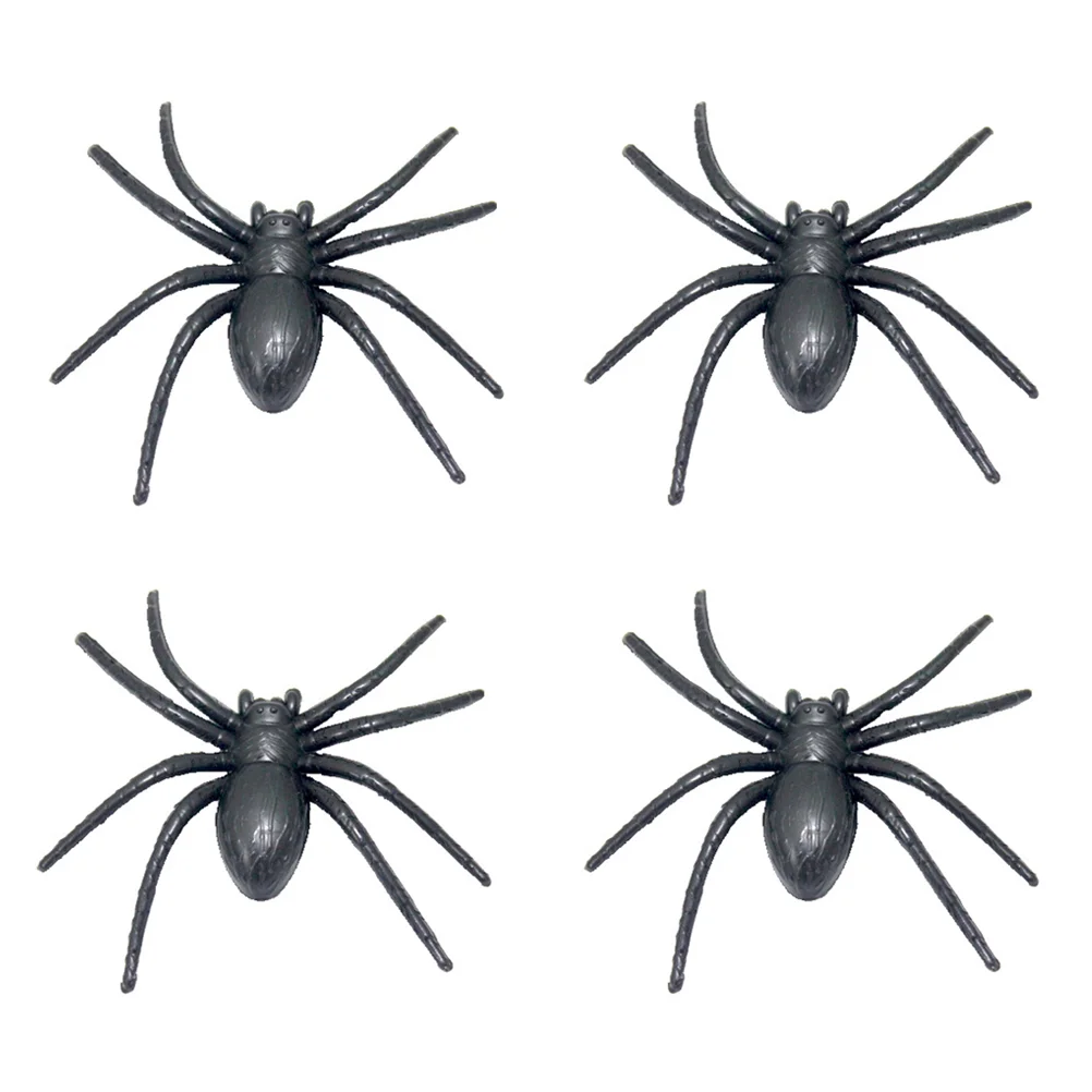 

4 Spiders Horror Bug Props Scary Novelty Insect False Lifelike Funny Spider Model for Party Outdoor Decor