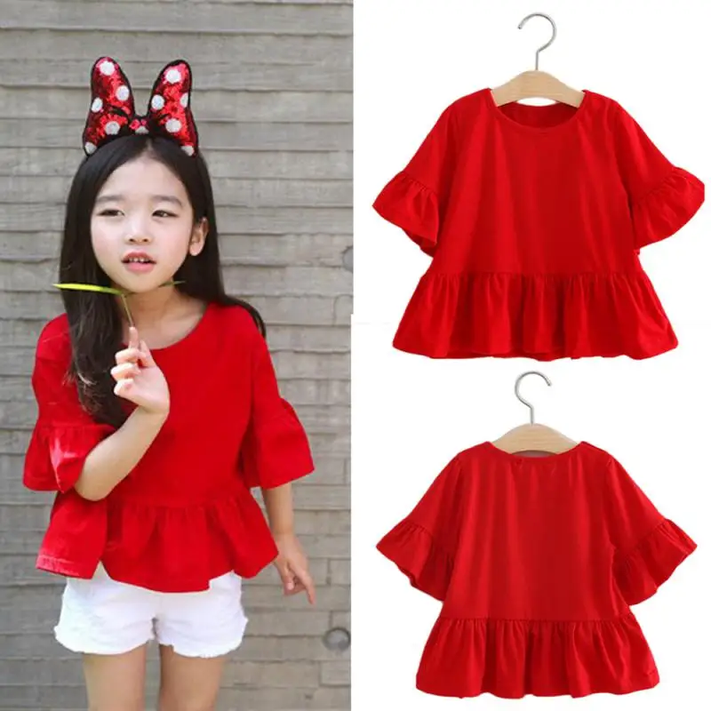 Fashion kids Children Clothing Tops Girls Korean Summer Spring Red Trumpet Sleeves Shirt T-shirt
Fashion kids Children Clothing Tops Girls Korean Summer Spring Red Trumpet Sleeves Shirt T-shirt