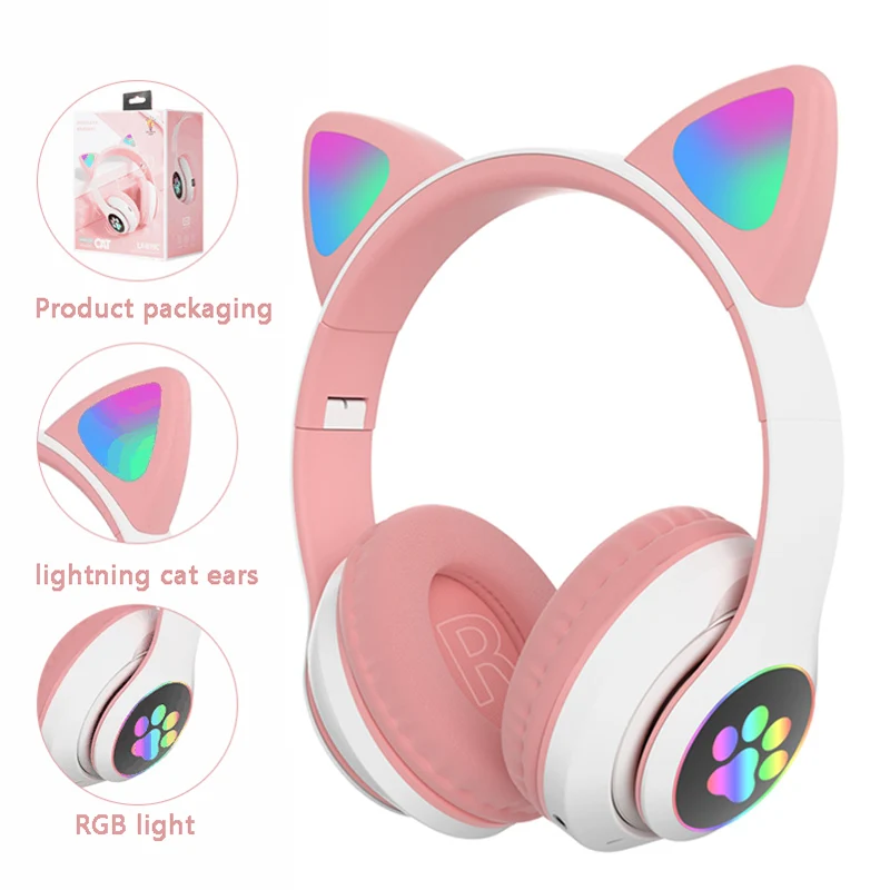 LED Flash Cute Cat Ears Wireless Bluetooth Headphones Stereo Sports Headset Foldable With Mic Support TF Card for Kids Girl
LED Flash Cute Cat Ears Wireless Bluetooth Headphones Stereo Sports Headset Foldable With Mic Support TF Card for Kids Girl
