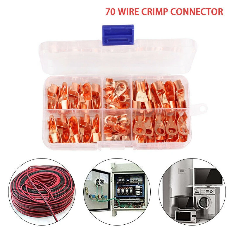 70pcs Lug Terminals Assortment Kit Placing Cable Wires Ring Crimp Tube OT 10A 20A 30A 40A 50A Welding Connectors
70pcs Lug Terminals Assortment Kit Placing Cable Wires Ring Crimp Tube OT 10A 20A 30A 40A 50A Welding Connectors