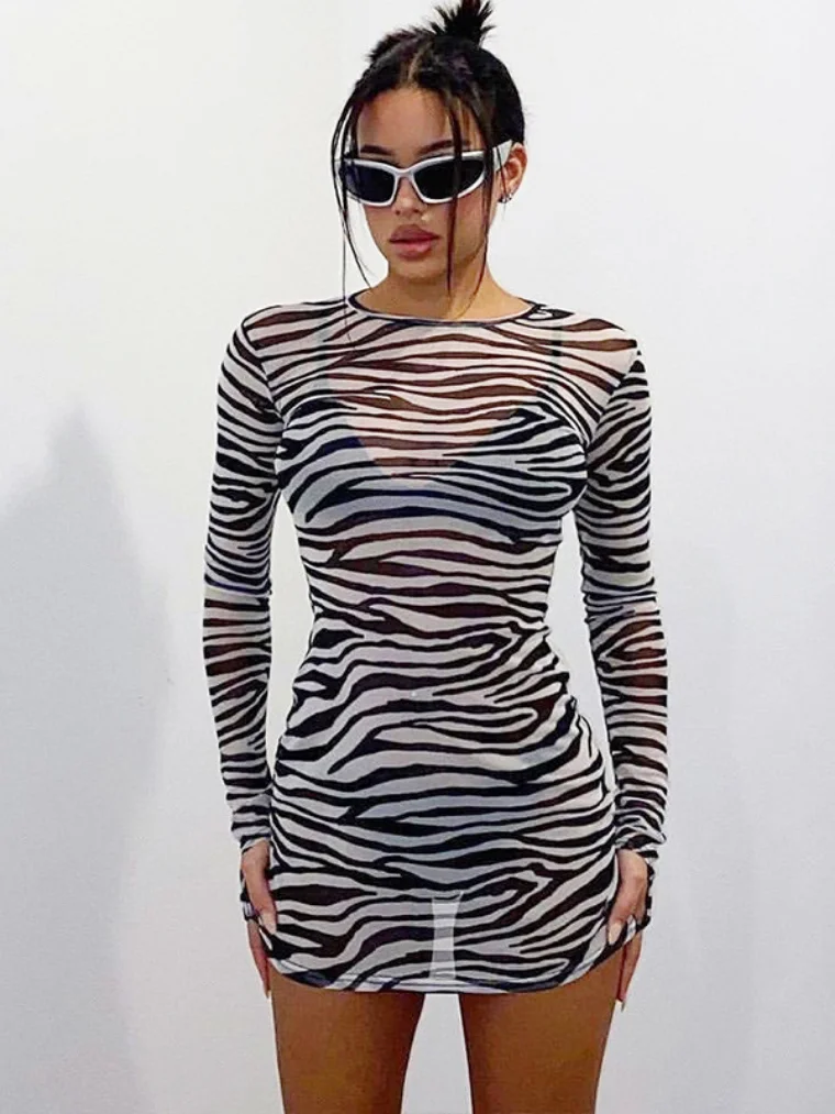Casual Women's O-neck Long Sleeve Package Hip Mini Dress Streetwear Y2K 2023 Sexy Zebra-stripe Printed Bodycon Beach Vestidos
Casual Women's O-neck Long Sleeve Package Hip Mini Dress Streetwear Y2K 2023 Sexy Zebra-stripe Printed Bodycon Beach Vestidos