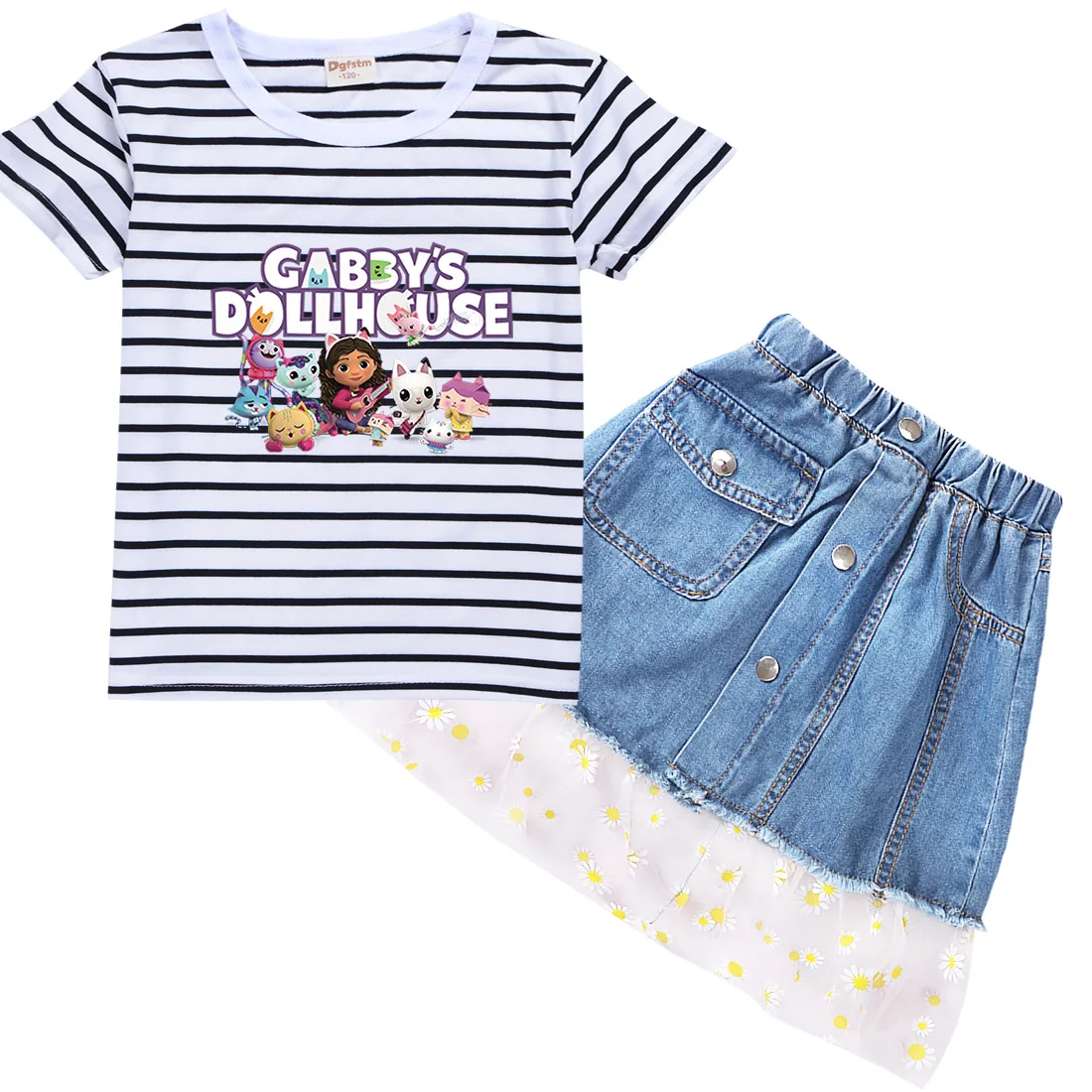 Gabby's Dollhouse Cats Clothes Set Toddler Girl Fashion Boutique Outfits Kids Stripe Short Sleeve T Shirt+Denim Skirts 2pcs Sets
Gabby's Dollhouse Cats Clothes Set Toddler Girl Fashion Boutique Outfits Kids Stripe Short Sleeve T Shirt+Denim Skirts 2pcs Sets