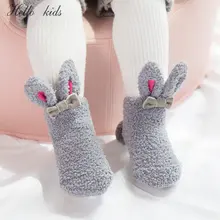 New Style Winter Coral fleece Baby Girls Socks Newborn Soft Cute Rabbit Baby Socks Thickening Soft Cute Bunny Ear Warmer Socks