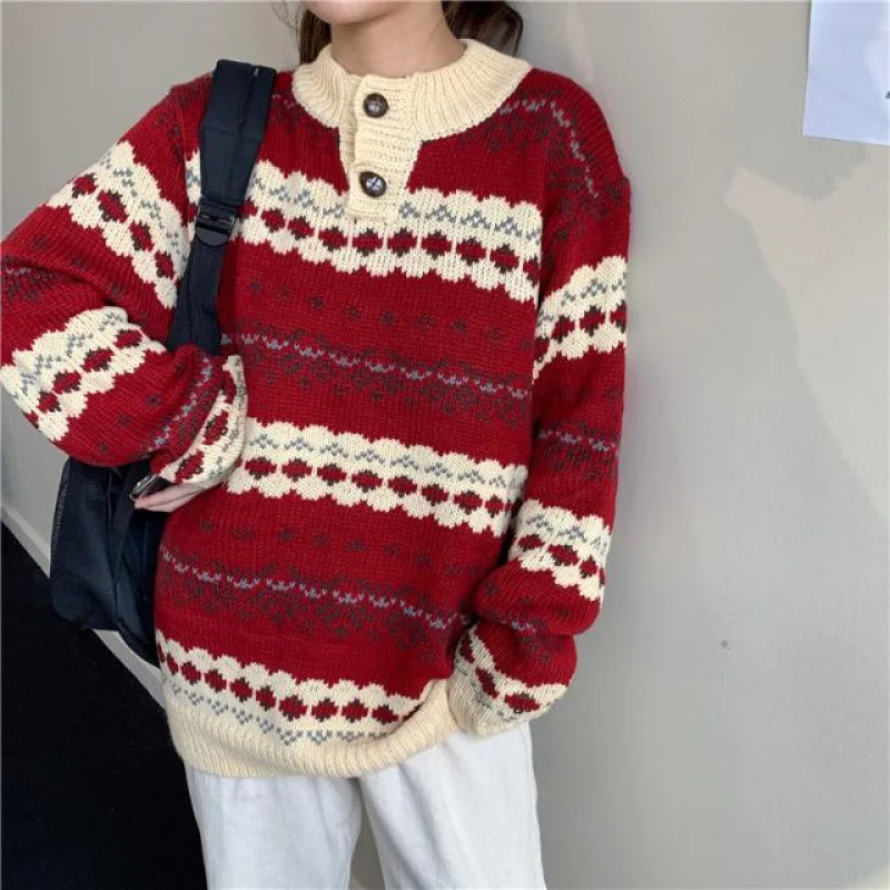 Cottagecore Sweater For Women Christmas Sweater Long Sleeve Crew Neck With Button Baggy Knit Jumper Pullovers
Cottagecore Sweater For Women Christmas Sweater Long Sleeve Crew Neck With Button Baggy Knit Jumper Pullovers