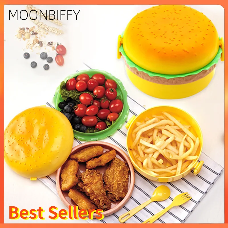 Creative Hamburger Double Tier Lunch Box Burger Box Bento Lunchbox Children School Food Container Tableware Set
Creative Hamburger Double Tier Lunch Box Burger Box Bento Lunchbox Children School Food Container Tableware Set