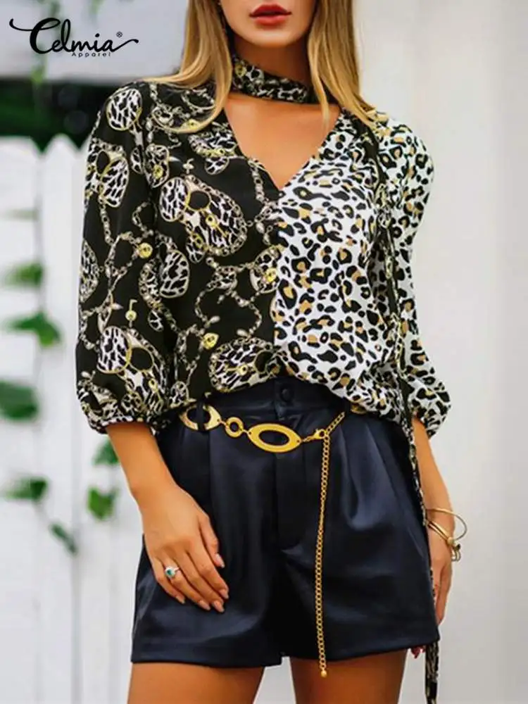 Celmia Bandage V-neck Elegant Shirt 3/4 Puff Sleeves 2022 Summer Fashion Women Tops Tunics Office Lady Leopard Printed Blouses
Celmia Bandage V-neck Elegant Shirt 3/4 Puff Sleeves 2022 Summer Fashion Women Tops Tunics Office Lady Leopard Printed Blouses