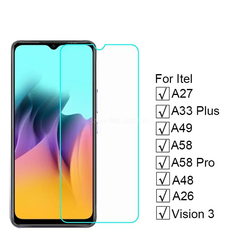 

Закаленное стекло 2-1 шт. для Itel Vision 3 A58 Pro A49 A33 Plus A27, Защитная пленка для экрана, Защитное стекло для Itel A48 A26 Pelicula