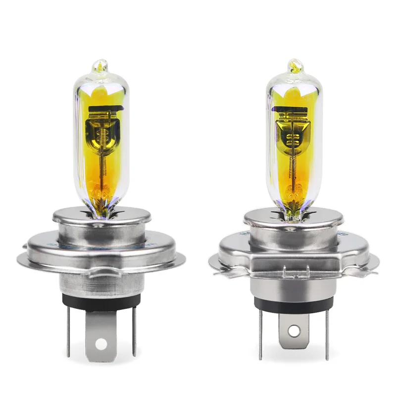 

2pcs H4 60/55W Halogen Bulb 12V P43T 2300k Golden Yellow Car HeadLight Quartz Glass h4 High Low Beam Halogen Car Styling