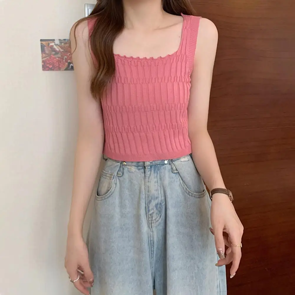 Ladies Suspender Stylish Skin-touching Sexy Solid Color Slim Knitted Crop Top Female Clothing Knitted Vest Ladies Suspender
Ladies Suspender Stylish Skin-touching Sexy Solid Color Slim Knitted Crop Top Female Clothing Knitted Vest Ladies Suspender