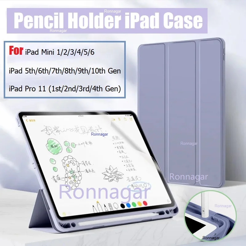 

For iPad Pro 11 Inch 2022/2021/2020/2018 (4th/3rd/2nd/1st gen) with Pencil Holder Cover iPad Air 5 Air 4 iPad 10.2 9.7 10th 10.9