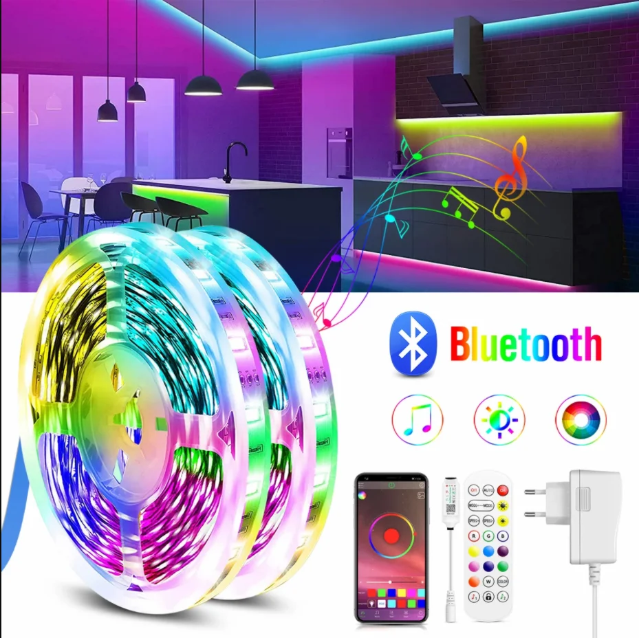 5M/10M/15M/20 Music Bluetooth LED Strip RGB Neon Lamp Strip With Bluetooth Controller For Home Room Decor Wall Backlight Lamp
5M/10M/15M/20 Music Bluetooth LED Strip RGB Neon Lamp Strip With Bluetooth Controller For Home Room Decor Wall Backlight Lamp