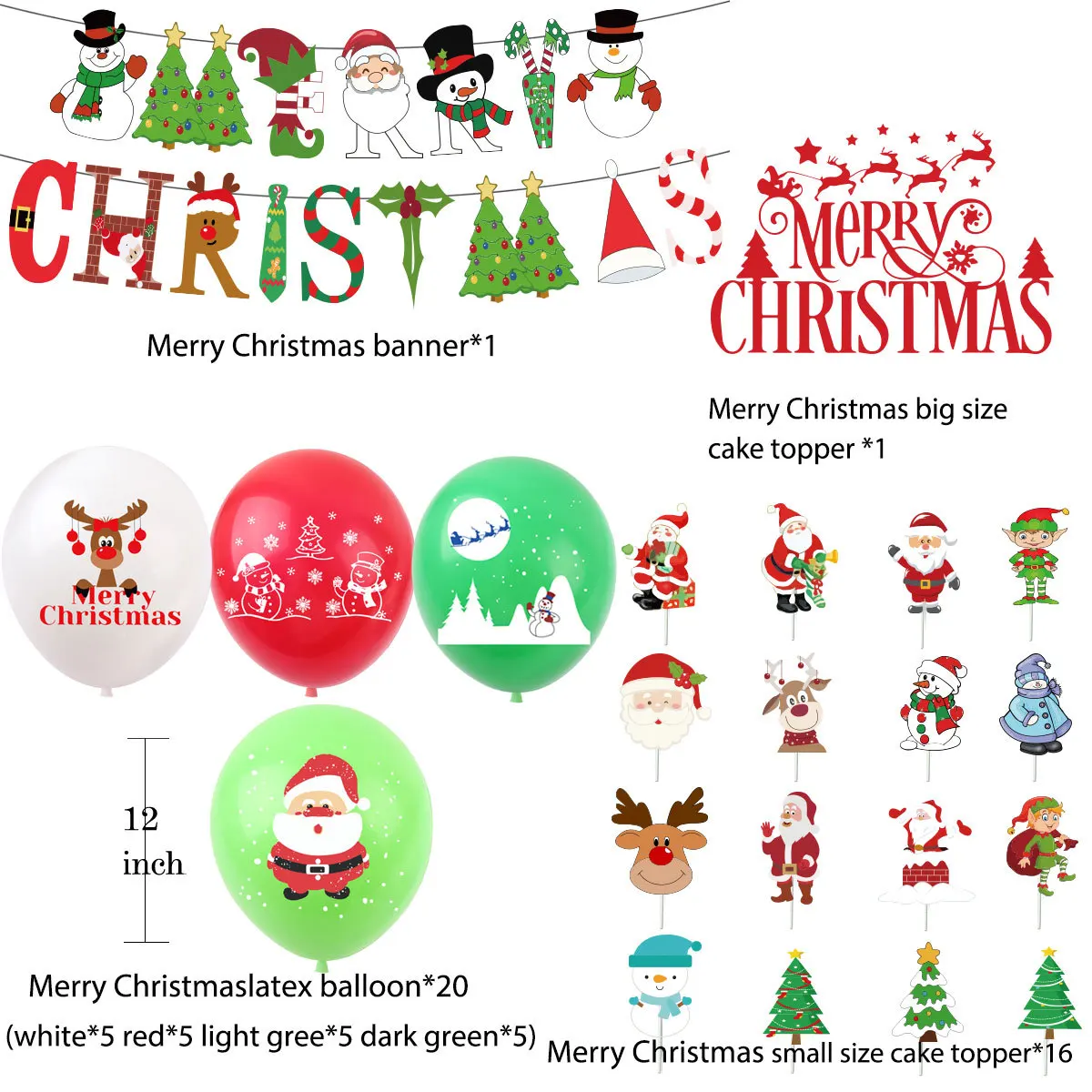 Christmas Latex Balloons Set Elk Christmas Tree Cake Flag Banner New Year Red Green Confetti Air Global Decoration for Home
Christmas Latex Balloons Set Elk Christmas Tree Cake Flag Banner New Year Red Green Confetti Air Global Decoration for Home