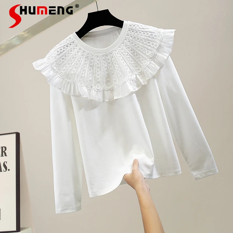 Fashion Hollow out Lace Peter Pan Collar Patchwork Sweatshirt Women 2022 Autumn New Loose Long Sleeve Casual T-shirt Female
Fashion Hollow out Lace Peter Pan Collar Patchwork Sweatshirt Women 2022 Autumn New Loose Long Sleeve Casual T-shirt Female