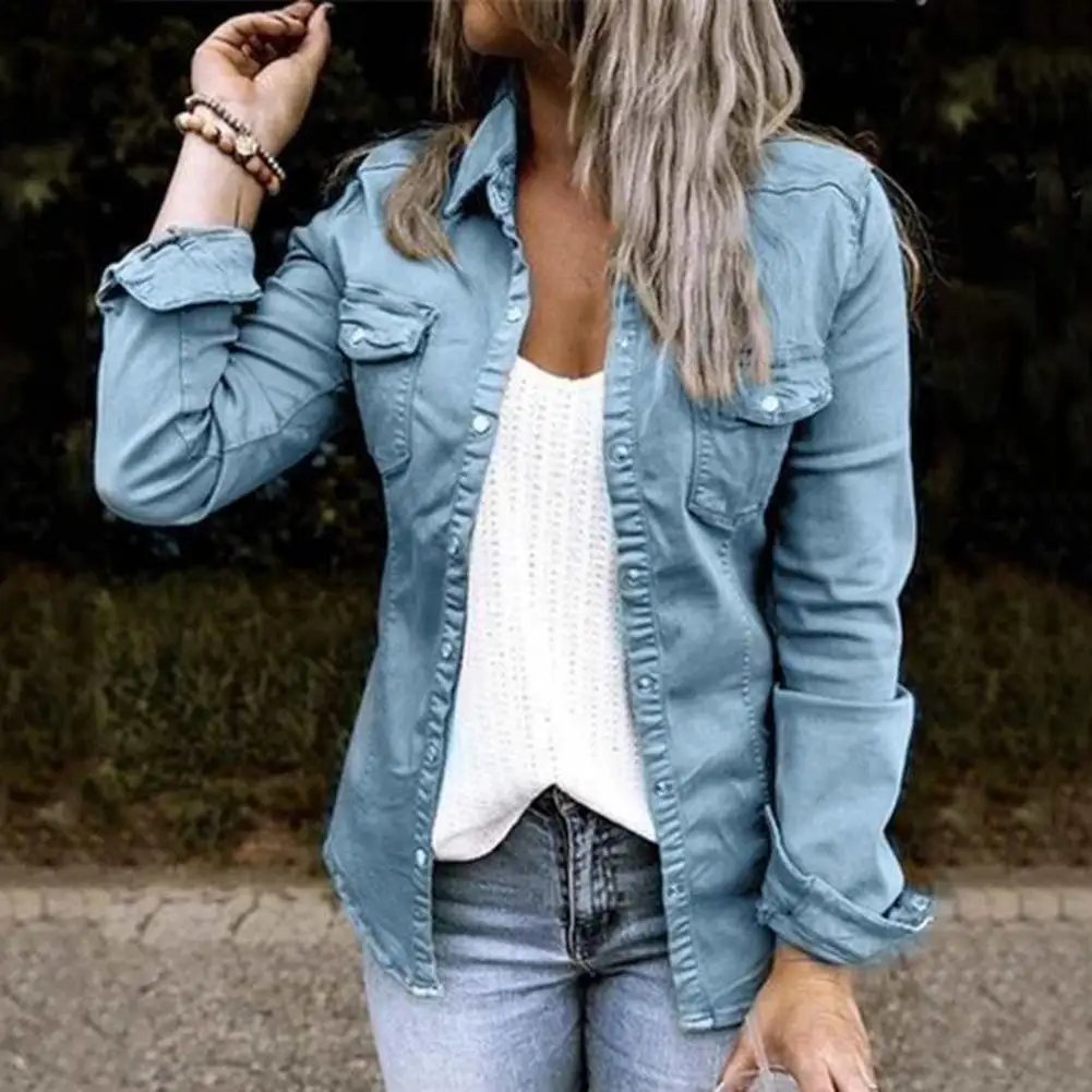 Coat Single-breasted Double Pocket Long Sleeves Lapel Mid Length Warm Casual Cardigan Lady Fall Denim Coat Denim shirt women
Coat Single-breasted Double Pocket Long Sleeves Lapel Mid Length Warm Casual Cardigan Lady Fall Denim Coat Denim shirt women