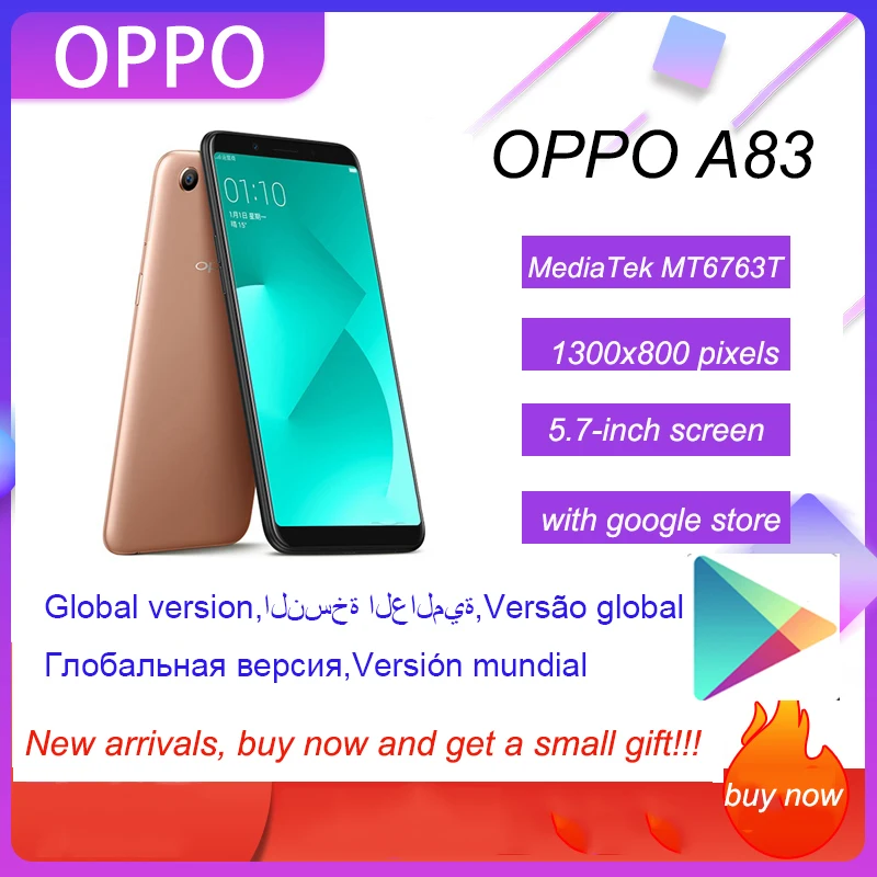 

Celular Oppo A83 Smartphone 3G 32GB MediaTek MT6763T 5.7 Inches 1440*720 Pixels Mediatek MT6763T Helio P23Hot Sale