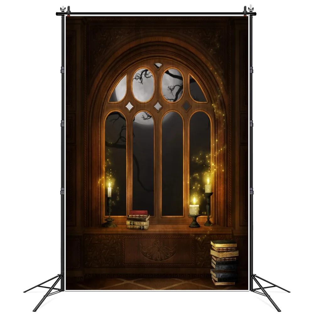 Moon Night Arch Bay Window Books Candles Interior Photography Backdrops Custom Baby Party Decoration Photo Booth Backgrounds
Moon Night Arch Bay Window Books Candles Interior Photography Backdrops Custom Baby Party Decoration Photo Booth Backgrounds
