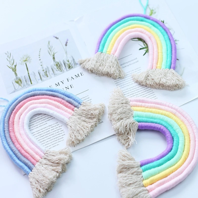 Плетеный гобелен ручной работы, Радужный Макраме-дисплей с кисточками, настенные украшения в стиле бохо, украшение для дома и детской комнаты
Плетеный гобелен ручной работы, Радужный Макраме-дисплей с кисточками, настенные украшения в стиле бохо, украшение для дома и детской комнаты