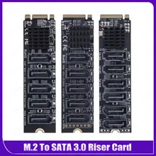 M.2 MKEY PCI-E Riser Card 5/6 Port Adapter Card M.2 To SATA 3.0 Converter NVME To SATA SATA3.0 Adapter 6Gpbs Support PM Function