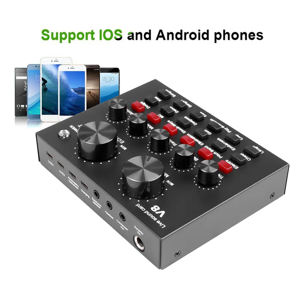 V8 USB 5.0 Audio Sound Card USB External Headset Microphone Live Broadcast For KTV Radio Braodcasting Singing Recording Computer
V8 USB 5.0 Audio Sound Card USB External Headset Microphone Live Broadcast For KTV Radio Braodcasting Singing Recording Computer